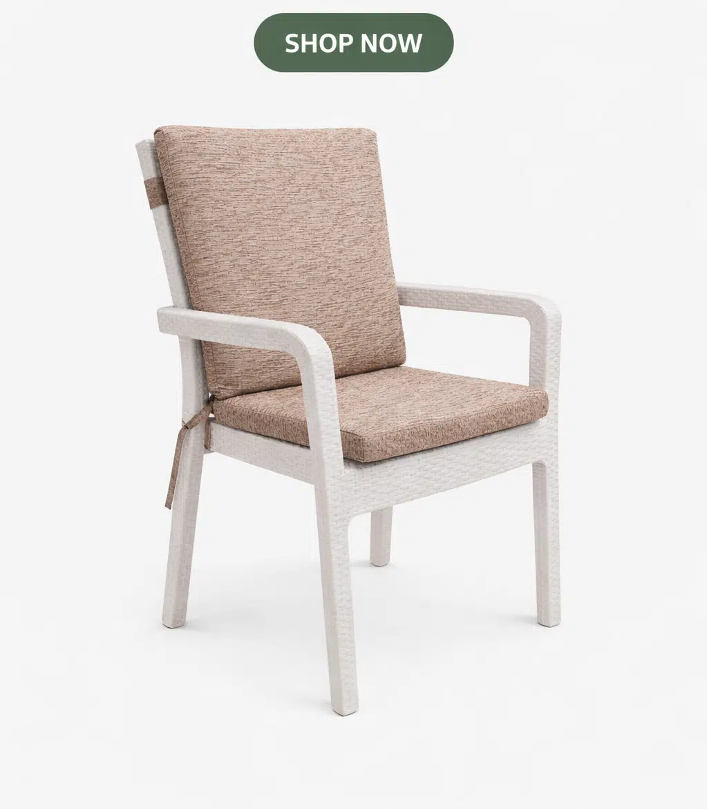 1 Adet Premium Şönil Arkalıklı Sandalye Minderi, Extra Kalın ( Kalınlık 4,5cm)-Açık bej