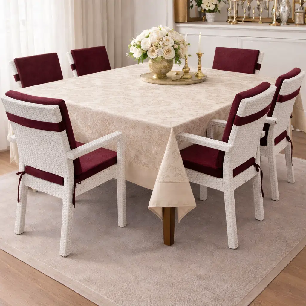 1 Adet Premium Şönil Arkalıklı Sandalye Minderi, Extra Kalın (Kalınlık 4,5cm)-Bordo Düz