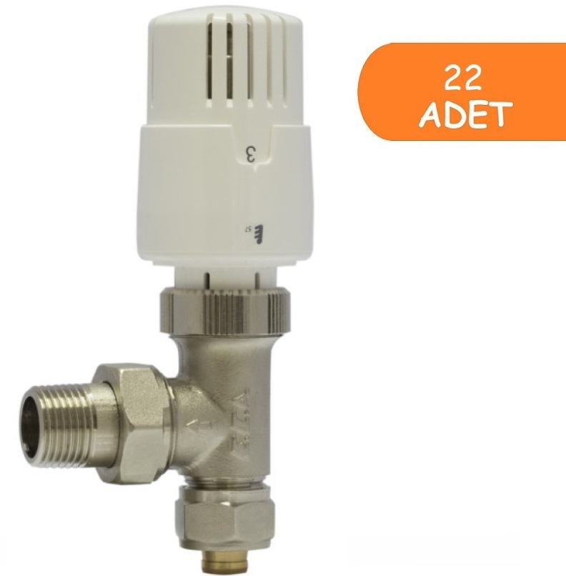 22 Adet ECA TRV4 Termostatik Köşe Radyatör Valfi Pex Köşe 602120780 22 Adet ECA TRV4 Termostatik Köşe Radyatör Valfi Pex Köşe 602120780