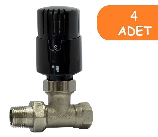 4 Adet ECA TRV4 Termostatik Düz Radyatör Valfi Petek Vanası Siyah 802120117 4 Adet ECA TRV4 Termostatik Düz Radyatör Valfi Petek Vanası Siyah 802120117