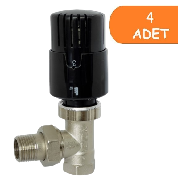 4 Adet ECA TRV4 Termostatik Köşe Radyatör Valfi Petek Vanası Siyah 802120116 4 Adet ECA TRV4 Termostatik Köşe Radyatör Valfi Petek Vanası Siyah 802120116