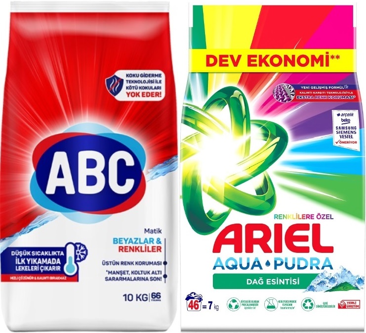 Abc Matik Toz Çamaşır Deterjanı 10KG Klasik Beyazlar & Renkliler (66 Yıkama) + 7KG Renklilere Özel Abc Matik Toz Çamaşır Deterjanı 10KG Klasik Beyazlar & Renkliler (66 Yıkama) + 7KG Renklilere Özel