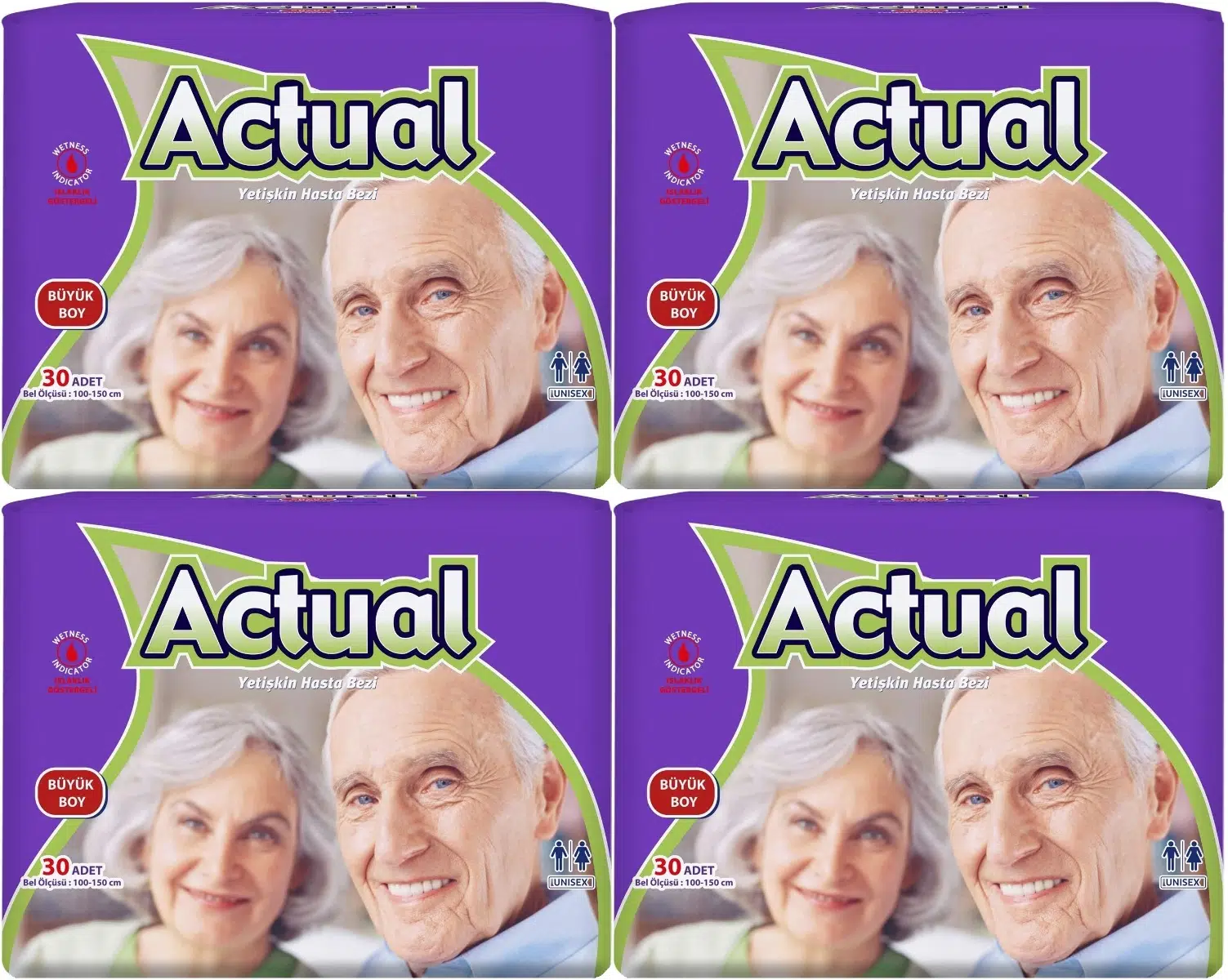 Actual Yetişkin Bezi Bel Bantlı L - Large - Büyük 120 Adet (4PK*30)
