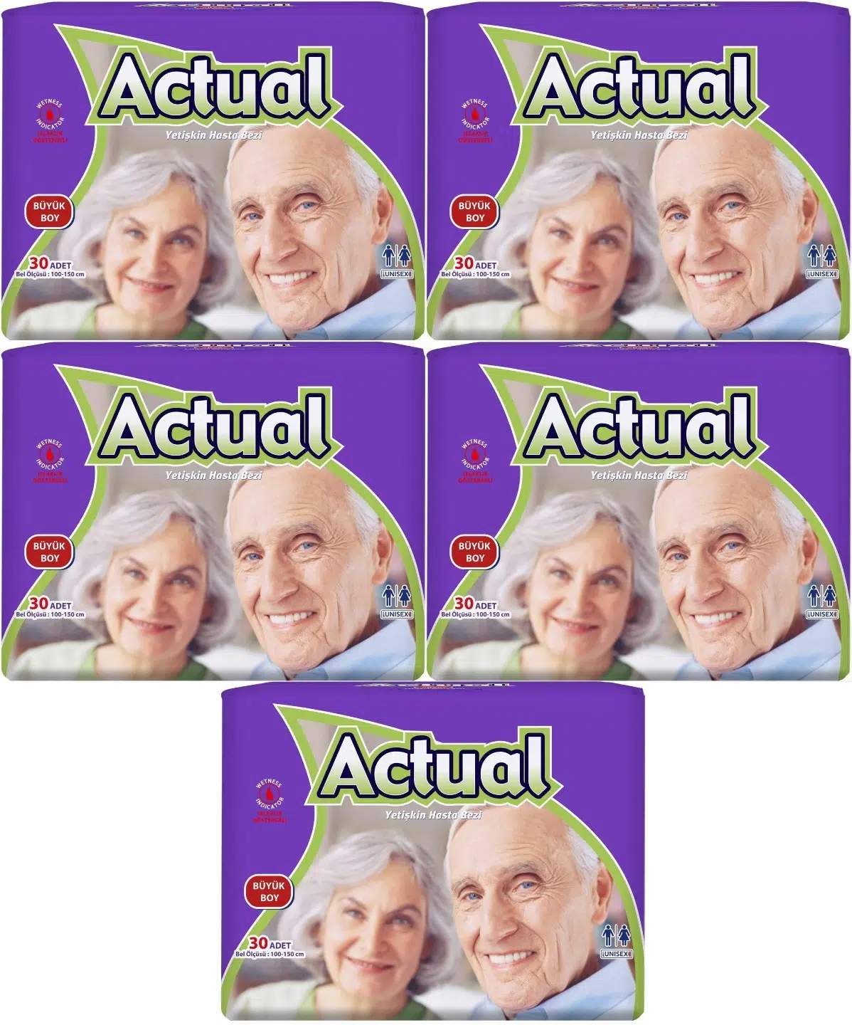 Actual Yetişkin Bezi Bel Bantlı L - Large - Büyük 150 Adet (5PK*30)