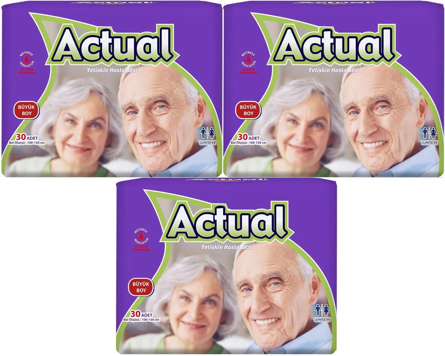Actual Yetişkin Bezi Bel Bantlı L - Large - Büyük 90 Adet (3PK*30)