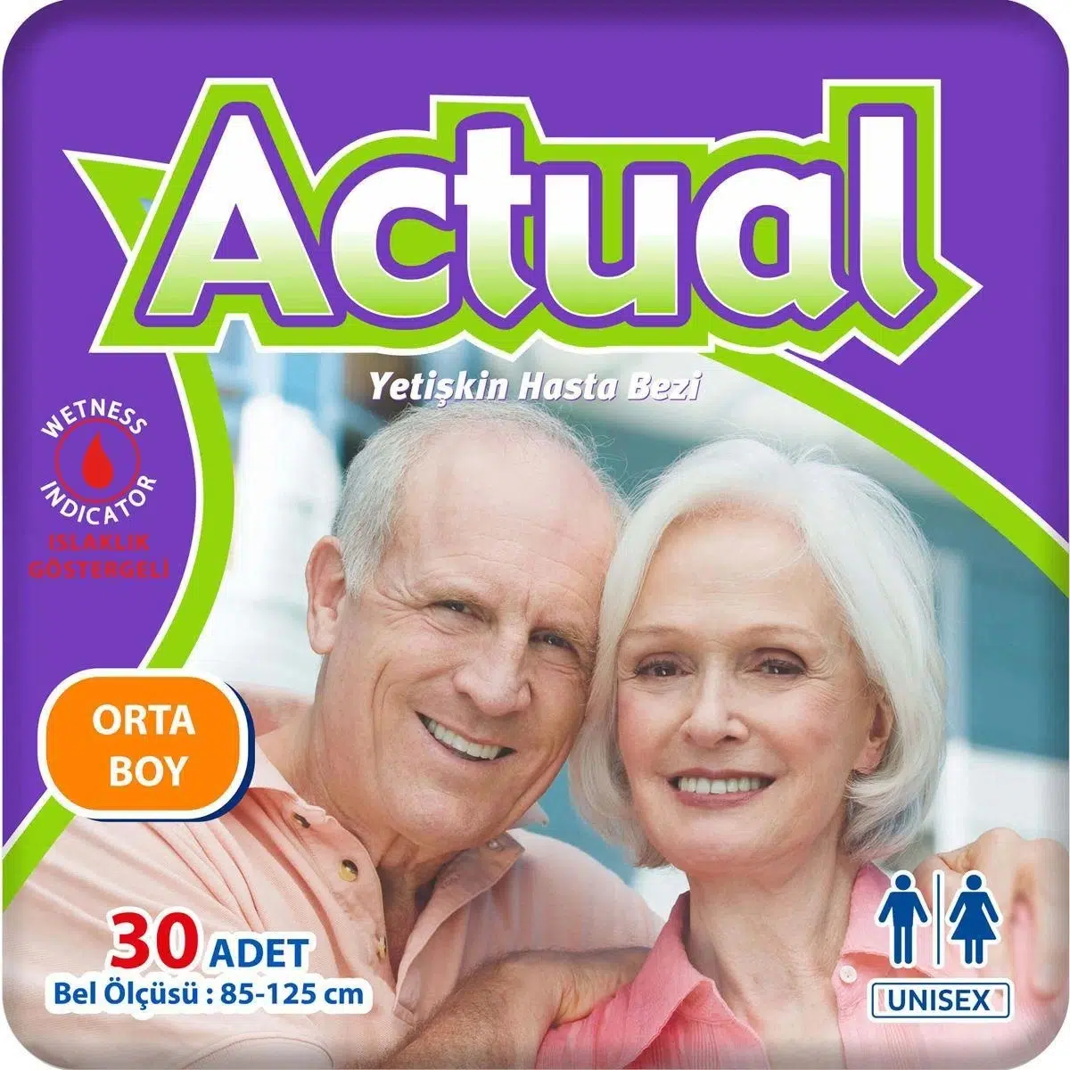 Actual Yetişkin Bezi Bel Bantlı M - Medium - Orta 30 Adet