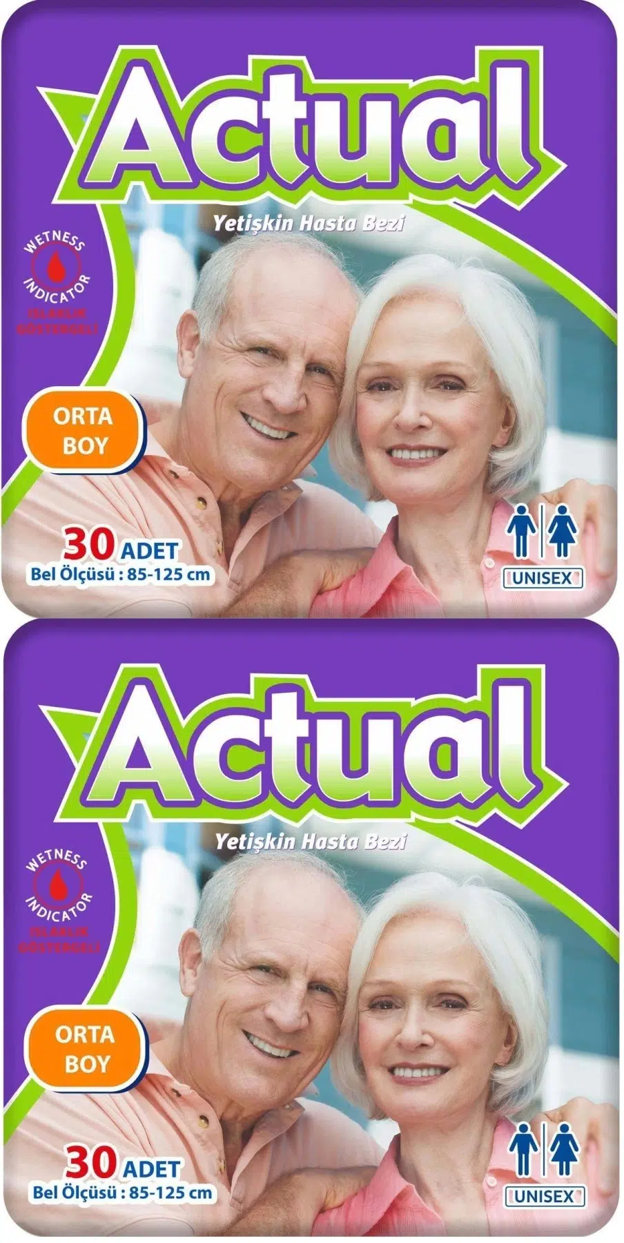 Actual Yetişkin Bezi Bel Bantlı M - Medium - Orta 60 Adet (2PK*30)