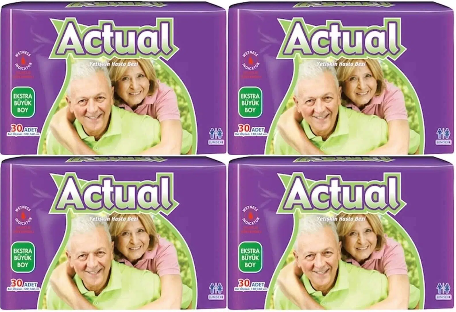 Actual Yetişkin Bezi Bel Bantlı XL - Ekstra Büyük - Extra Large 120 Adet (4PK*30)