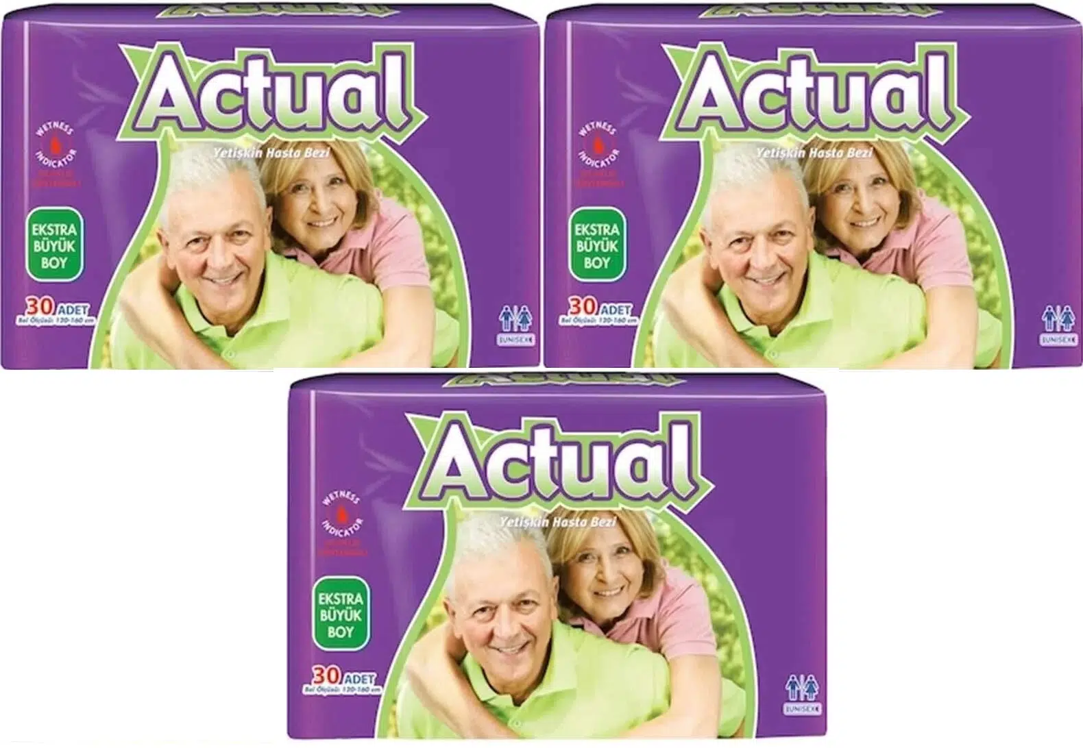 Actual Yetişkin Bezi Bel Bantlı XL - Ekstra Büyük - Extra Large 90 Adet (3PK*30)