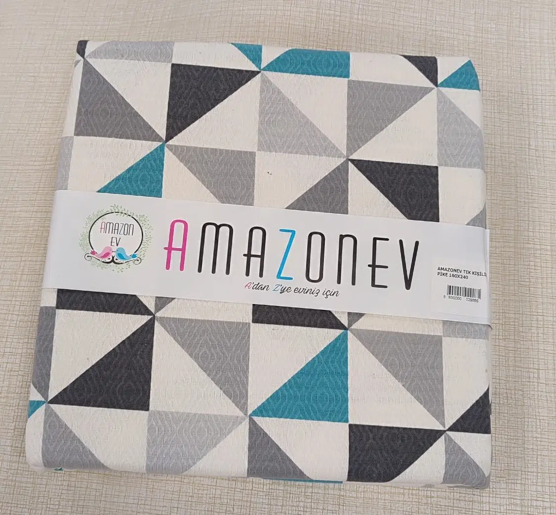 Amazon Ev Pamuk Dokuma Tek Kişilik Pike 160*240 Cm pramit mavi