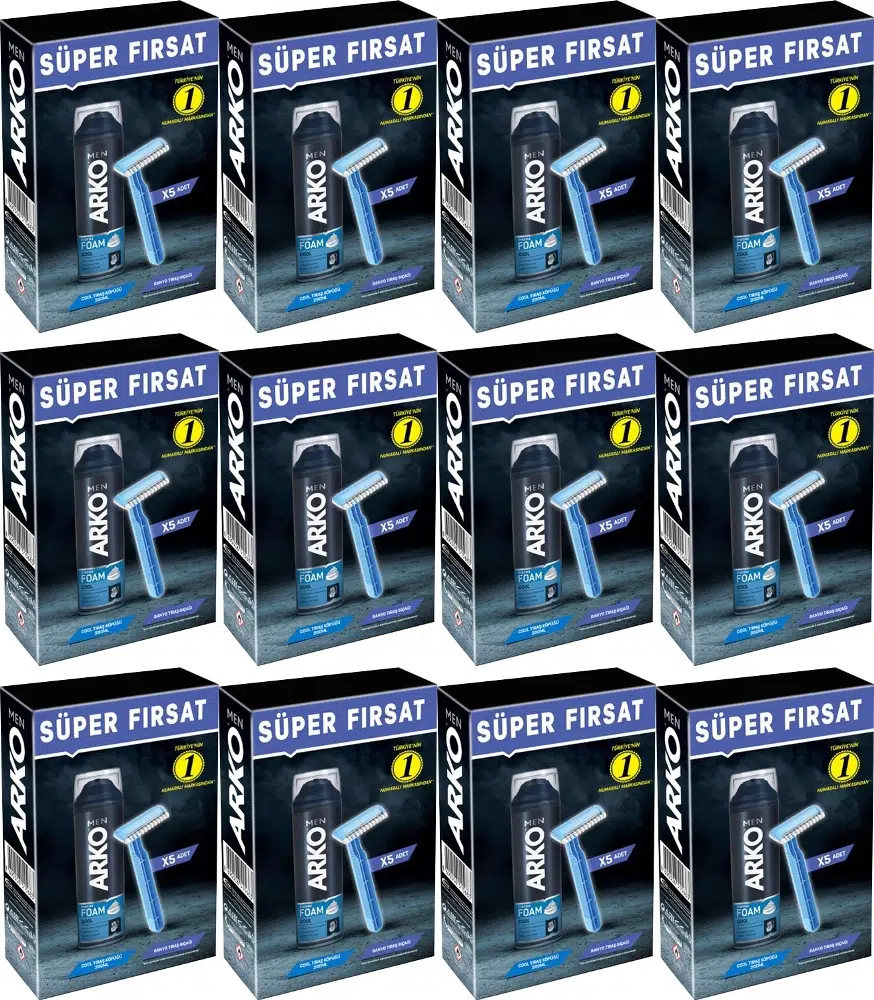Arko Men Banyo 5 Adet + Cool Köpük Pro 200ML (12 Li Set)