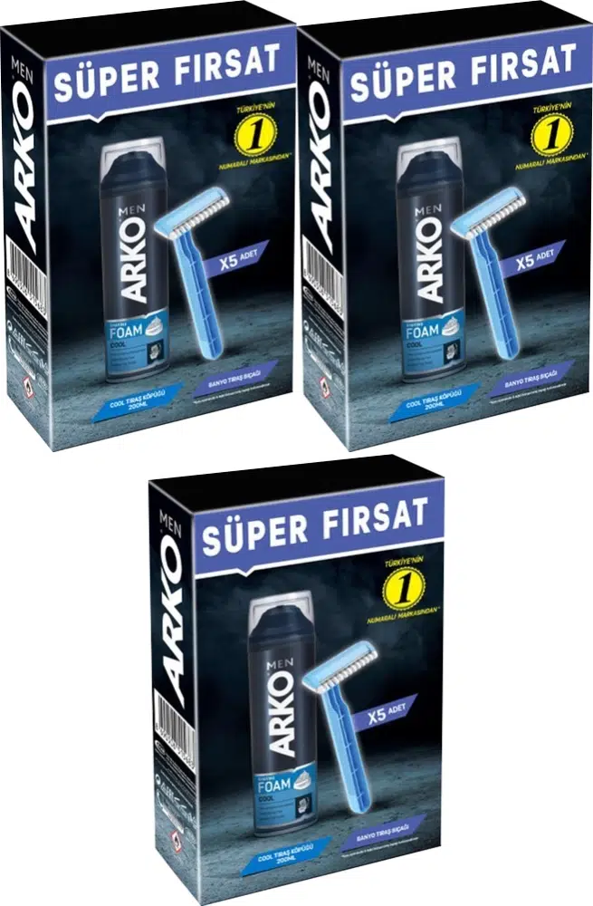 Arko Men Banyo 5 Adet + Cool Köpük Pro 200ML (3 Lü Set)