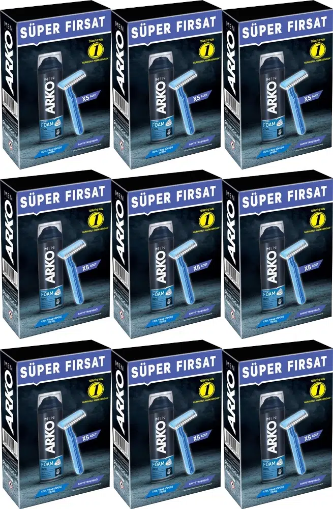 Arko Men Banyo 5 Adet + Cool Köpük Pro 200ML (9 Lu Set)