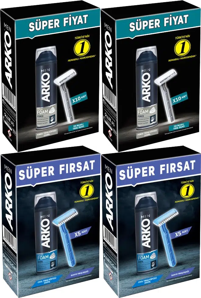 Arko Men Karma Set Traş Bıçağı Klasik (20 Adet)+Banyo Traş Bıçağı(10 Adet)+Traş Köpüğü Set (4 Adet)