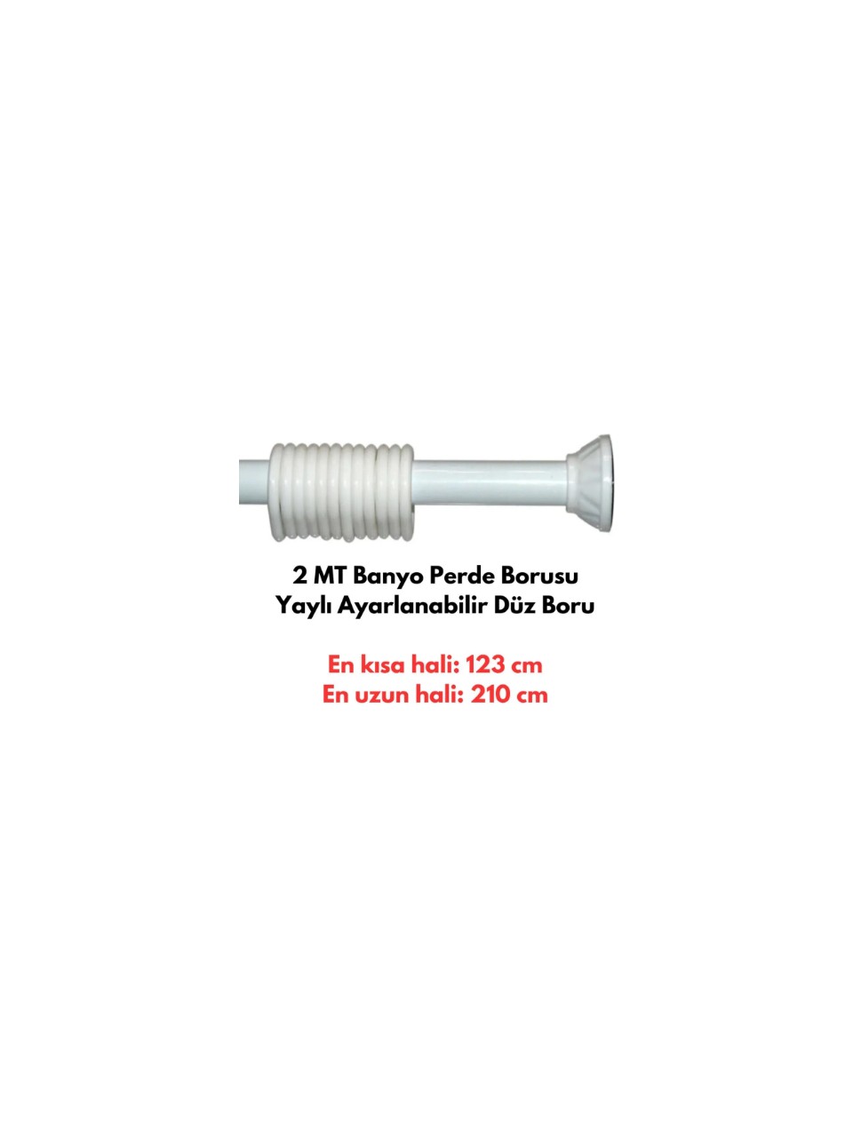 Banıo Home Banyo Perde Borusu 123cm-210cm Beyaz Banıo Home Banyo Perde Borusu 123cm-210cm Beyaz