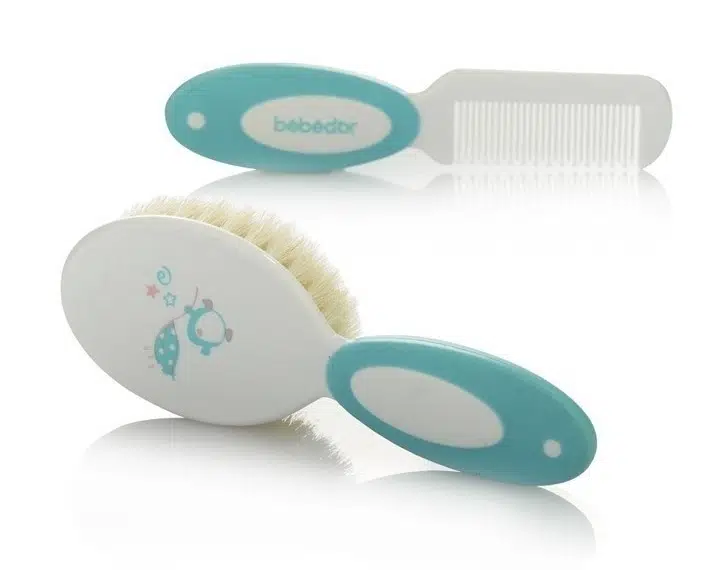 Bebedor Doğal Kıl Fırça & Tarak Seti (Kod:573) - Turkuaz