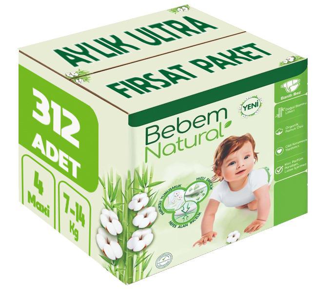 Bebem Bebek Bezi Natural Beden:4 (7-14KG) Maxi 312 Adet Aylık Ultra Fırsat Pk Bebem Bebek Bezi Natural Beden:4 (7-14KG) Maxi 312 Adet Aylık Ultra Fırsat Pk