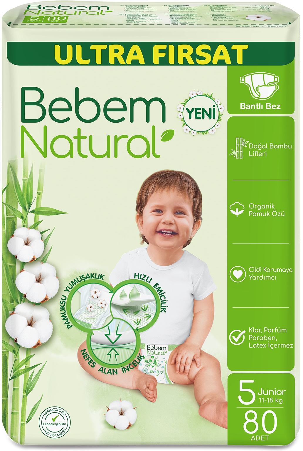 Bebem Bebek Bezi Natural Beden:5 (11-18Kg) Junior 80 Adet Ultra Fırsat Pk Bebem Bebek Bezi Natural Beden:5 (11-18Kg) Junior 80 Adet Ultra Fırsat Pk