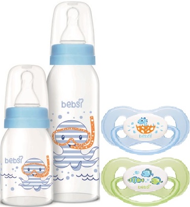 Bebsi Cam Biberon Seti Mavi (250ML+125ML)+Emzik Ortodontik Damaklı Kelebek No:1 (2 Li PK) 4 Lü Set Bebsi Cam Biberon Seti Mavi (250ML+125ML)+Emzik Ortodontik Damaklı Kelebek No:1 (2 Li PK) 4 Lü Set