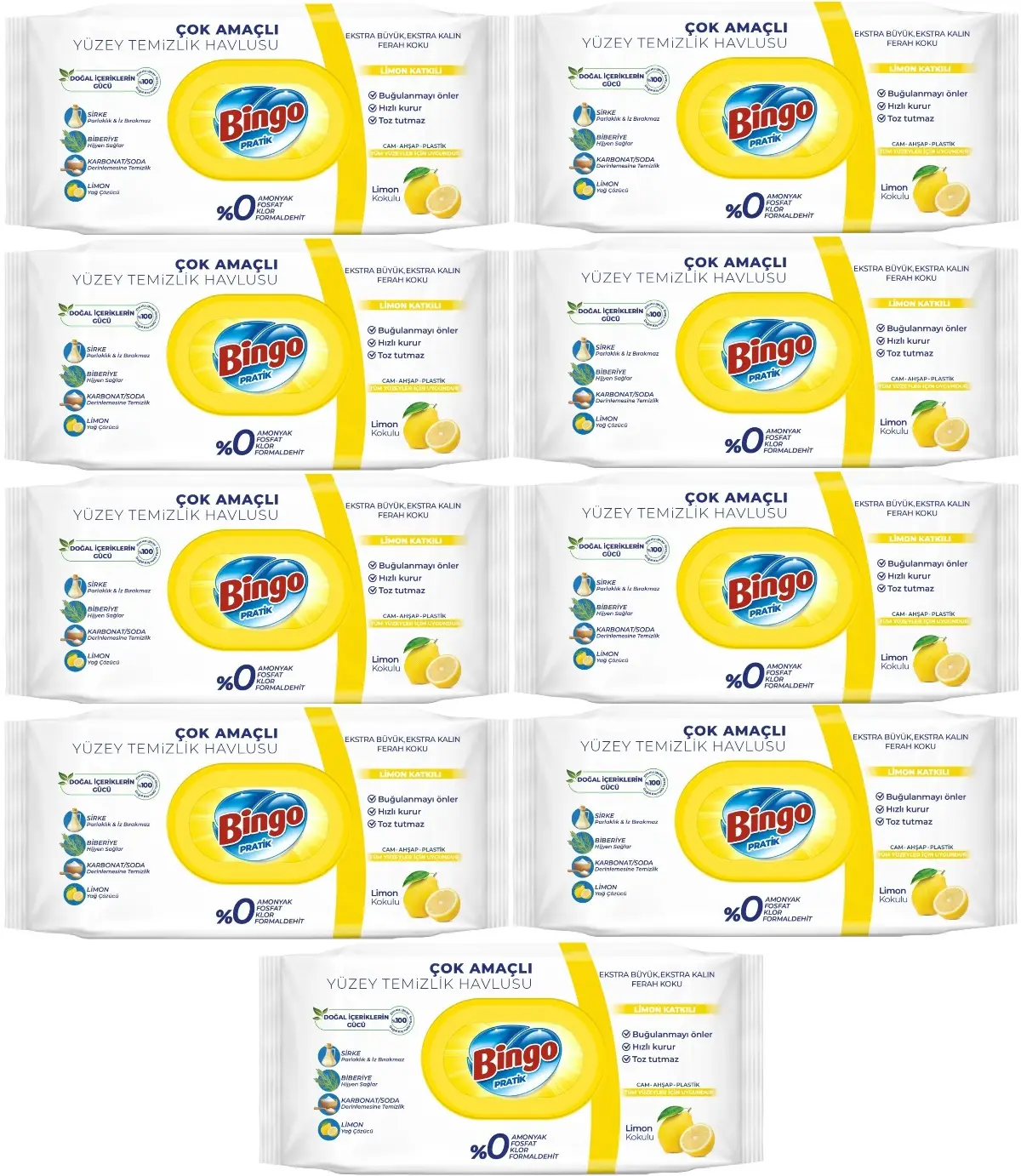 Bingo Clean Yüzey Temizlik Havlusu 96 Yaprak Limon Kokulu Plastik Kapaklı (9 Lu Set) 864 Yaprak Bingo Clean Yüzey Temizlik Havlusu 96 Yaprak Limon Kokulu Plastik Kapaklı (9 Lu Set) 864 Yaprak