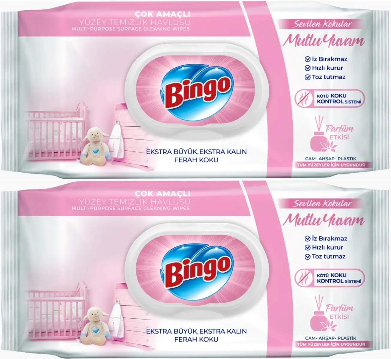 Bingo Clean Yüzey Temizlik Havlusu 96 Yaprak Sevilen Kokular Mutlu Yuvam (2 Li Set) 192 Yaprak