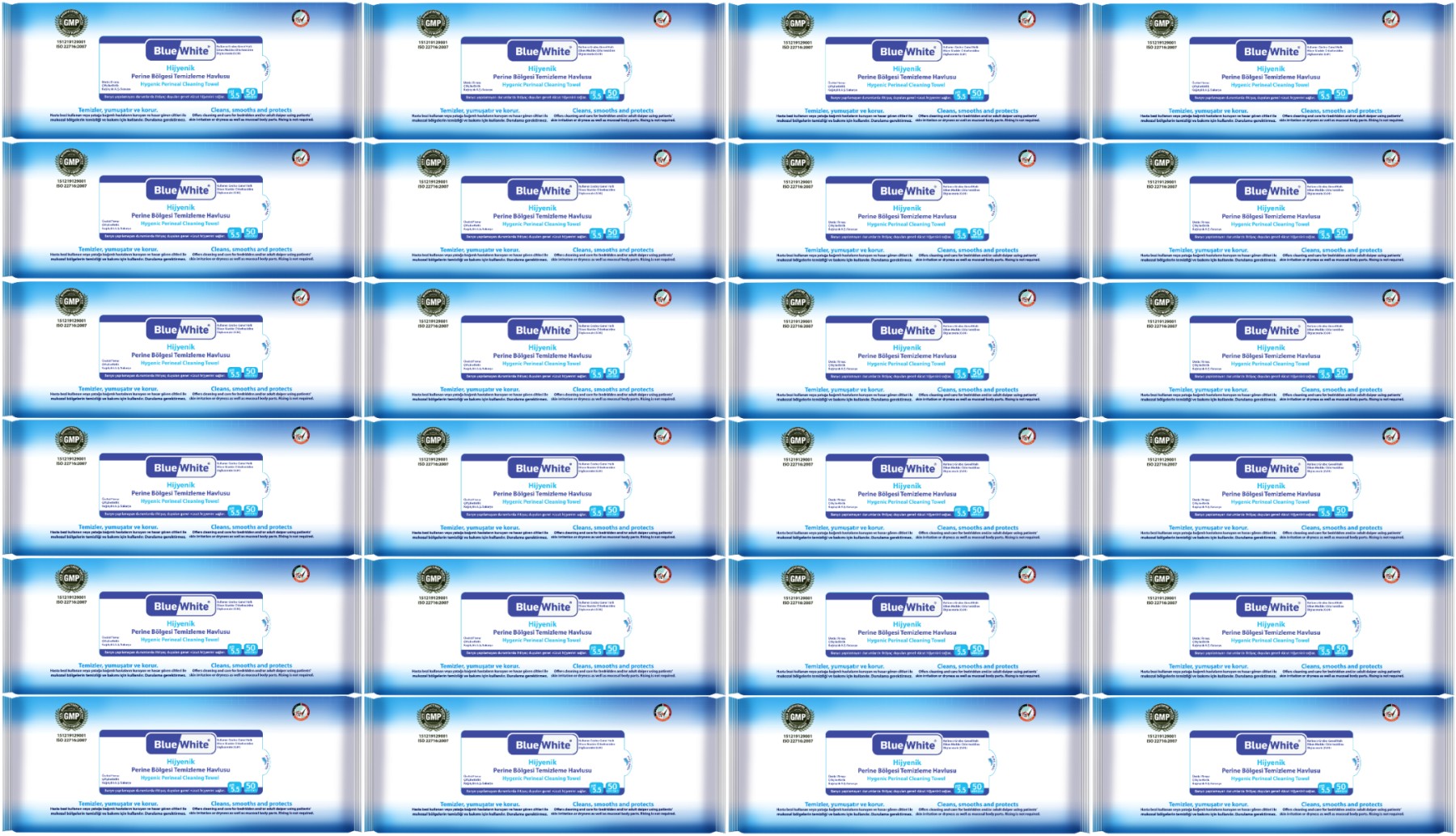 BlueWhite Yetişkin Hasta Perine Bölgesi Temizleme Mendil-Havlusu (24 lü set) 50 Yaprak Hijyenik BlueWhite Yetişkin Hasta Perine Bölgesi Temizleme Mendil-Havlusu (24 lü set) 50 Yaprak Hijyenik