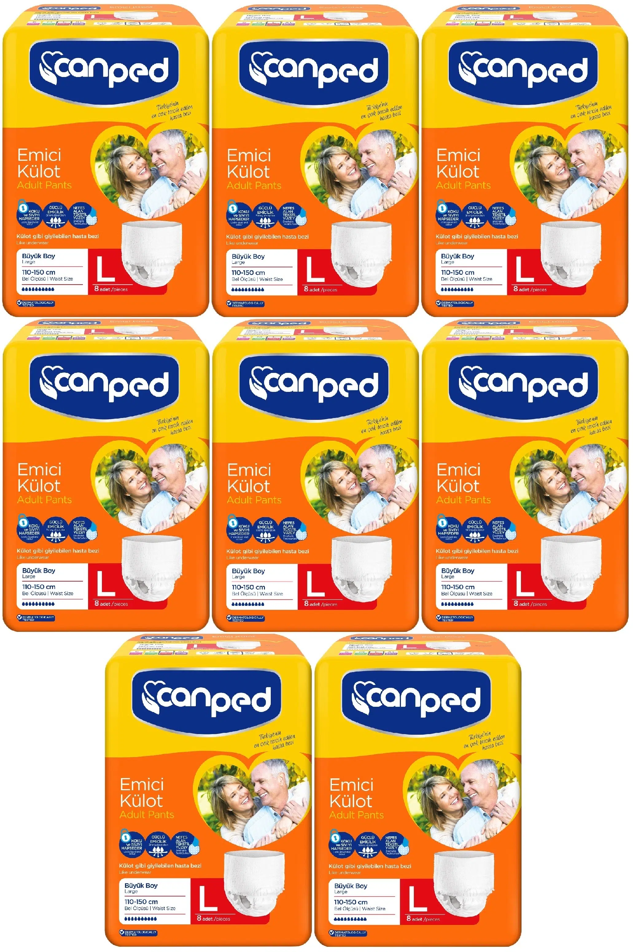 Canped Emici Külot Hasta Bezi Büyük-Large 64 Adet (8Pk*8)