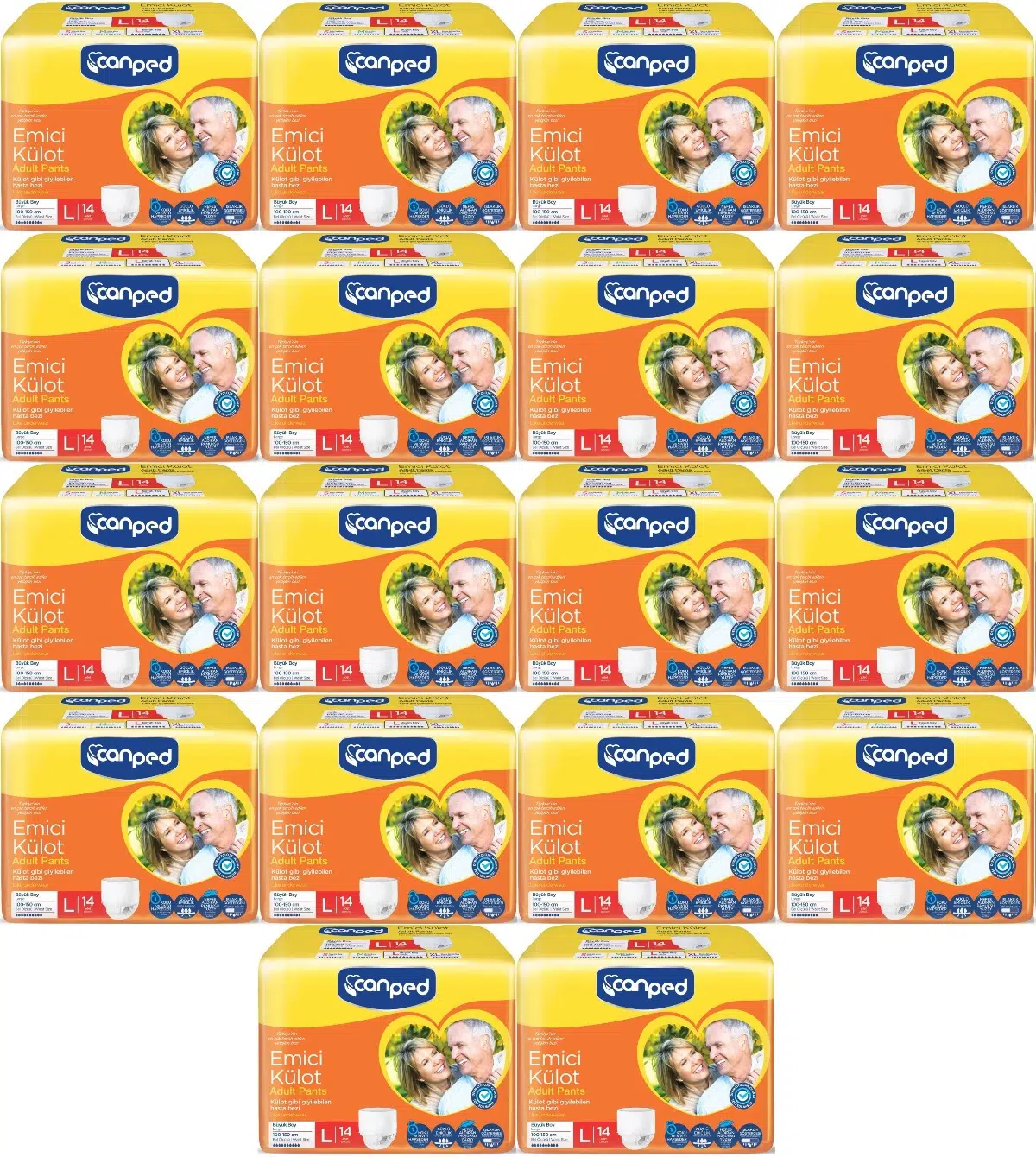 Canped Emici Külot Pants Hasta Yetişkin Bezi L - Büyük - Large Ekonomik Pk 252 Adet (18PK*14)