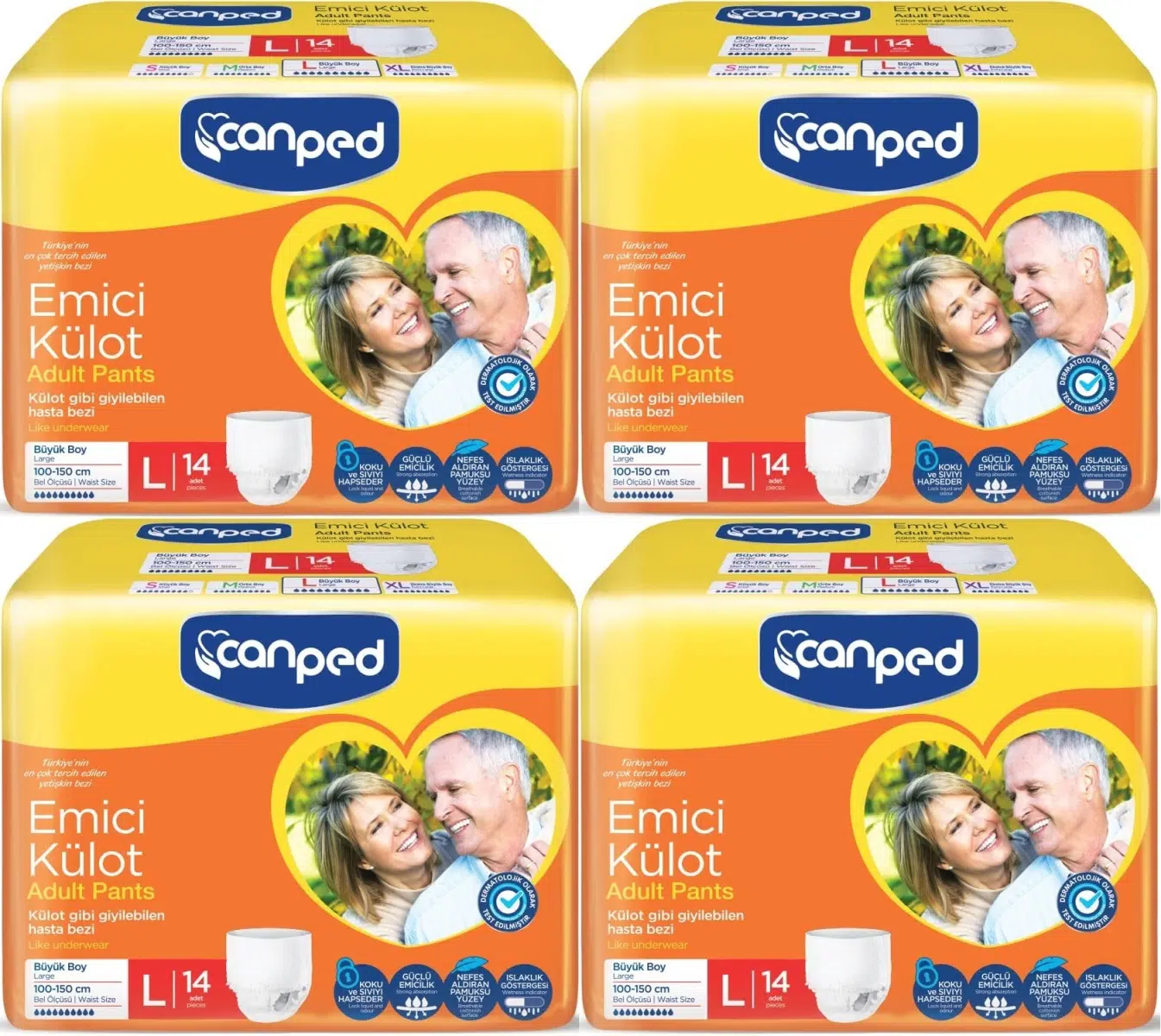Canped Emici Külot Pants Hasta Yetişkin Bezi L - Büyük - Large Ekonomik Pk 56 Adet (4PK*14)