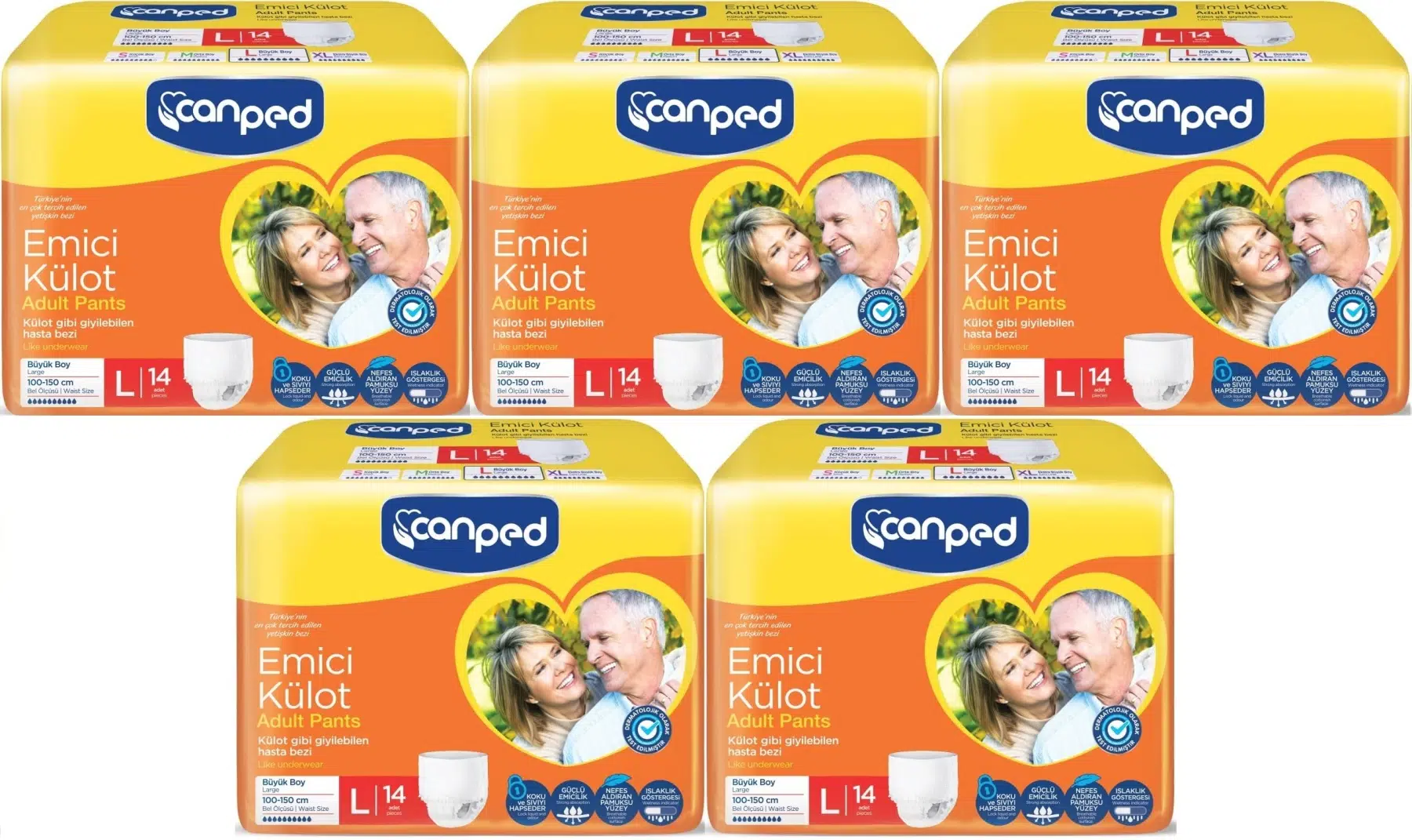 Canped Emici Külot Pants Hasta Yetişkin Bezi L - Büyük - Large Ekonomik Pk 70 Adet (5PK*14)