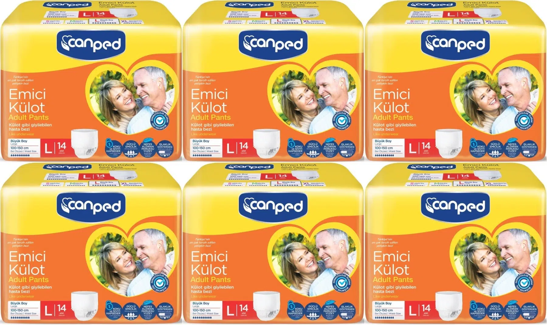 Canped Emici Külot Pants Hasta Yetişkin Bezi L - Büyük - Large Ekonomik Pk 84 Adet (6PK*14)