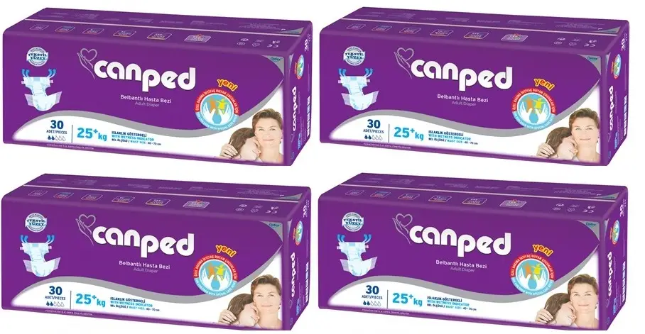 Canped Hasta Bezi Çoçuklar İçin Bel Bantlı Tekstil Yüzeyli 120 Adet XS (4Pk*30) Canped Hasta Bezi Çoçuklar İçin Bel Bantlı Tekstil Yüzeyli 120 Adet XS (4Pk*30)