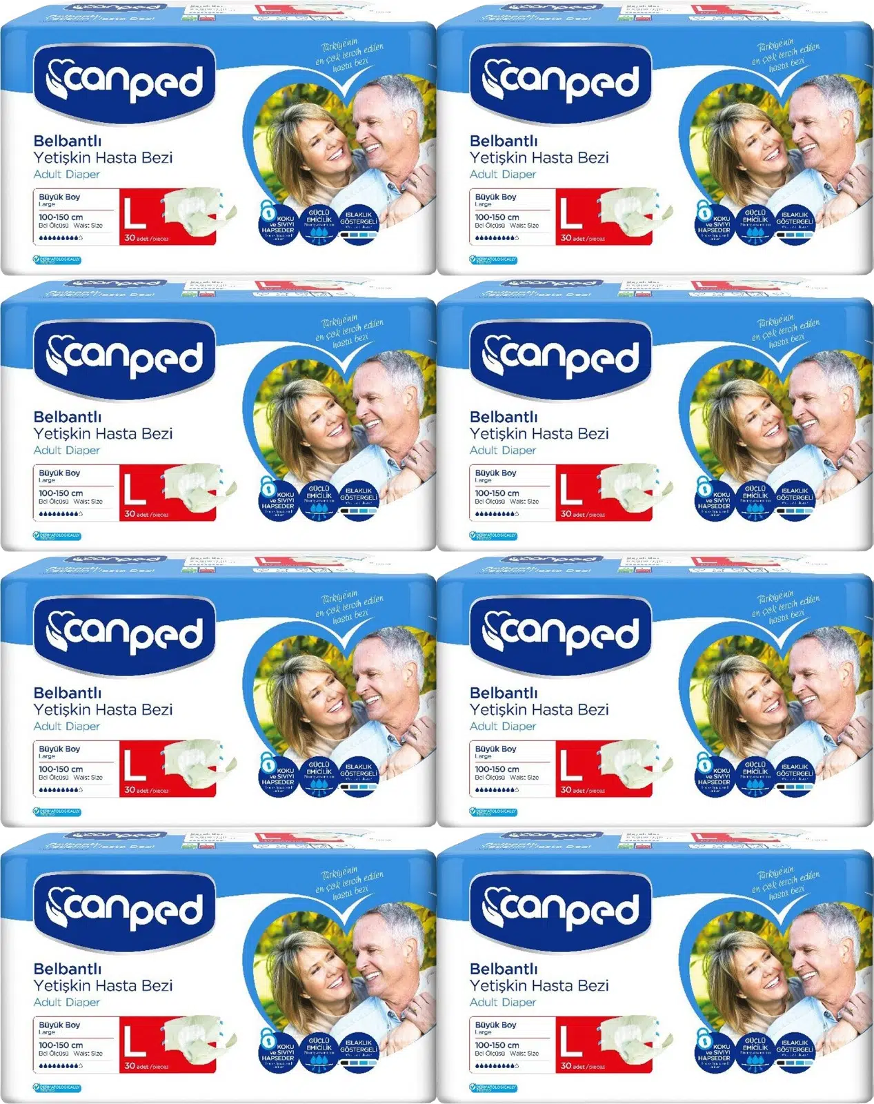 Canped Hasta Bezi Yetişkin Bel Bantlı Polietilen L - Büyük Boy 240 Adet