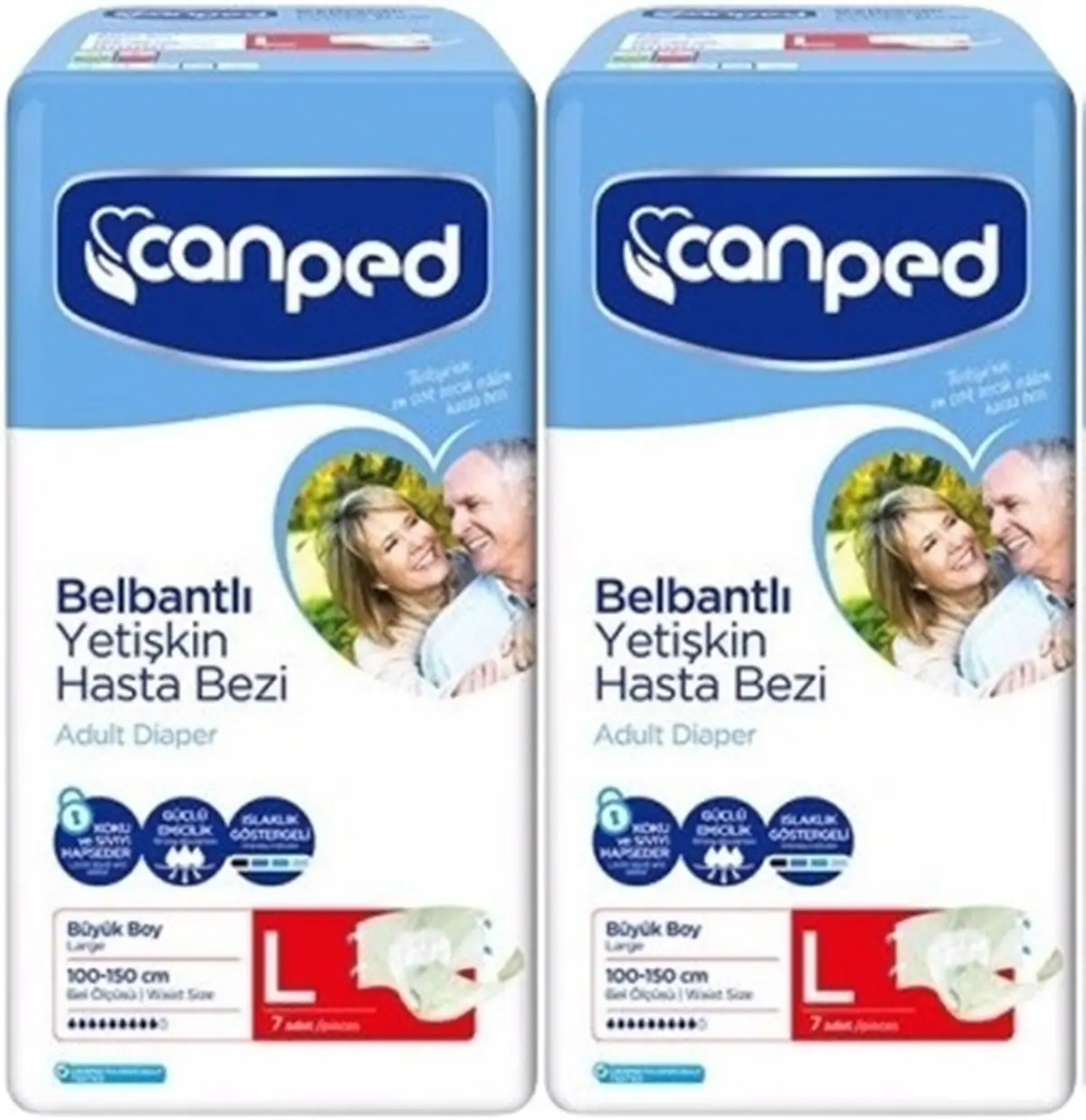 Canped Hasta Bezi Yetişkin Bel Bantlı Polietilen L-Large Büyük Boy 14 Adet (2PK*7) Canped Hasta Bezi Yetişkin Bel Bantlı Polietilen L-Large Büyük Boy 14 Adet (2PK*7)