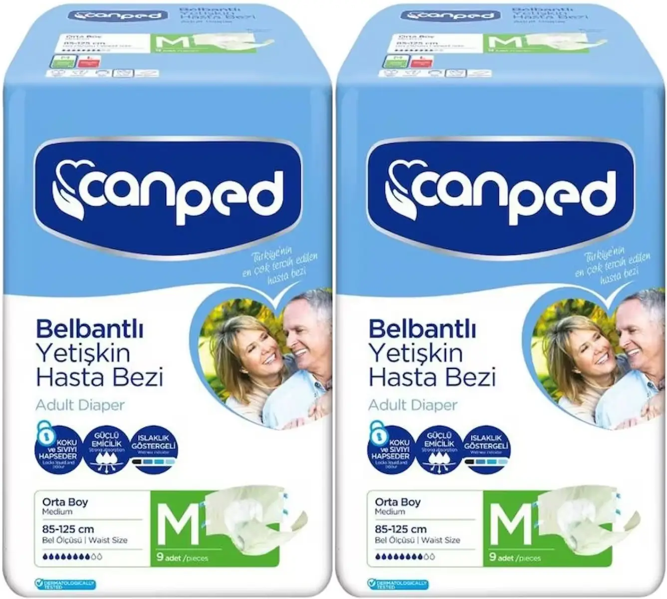 Canped Hasta Bezi Yetişkin Bel Bantlı Polietilen Medium-M Orta Boy 18 Adet (2PK*9) Canped Hasta Bezi Yetişkin Bel Bantlı Polietilen Medium-M Orta Boy 18 Adet (2PK*9)