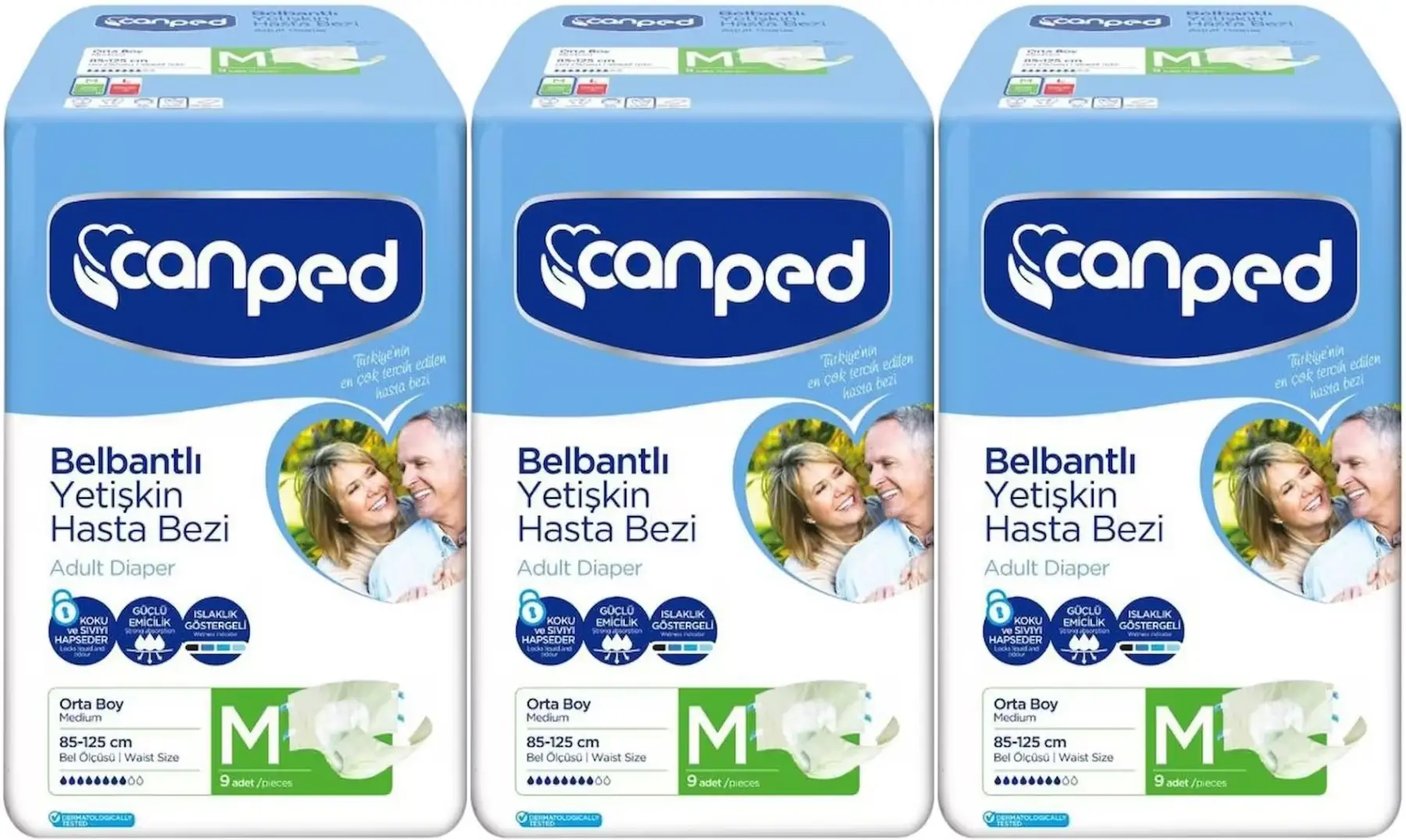 Canped Hasta Bezi Yetişkin Bel Bantlı Polietilen Medium-M Orta Boy 27 Adet (3PK*9) Canped Hasta Bezi Yetişkin Bel Bantlı Polietilen Medium-M Orta Boy 27 Adet (3PK*9)