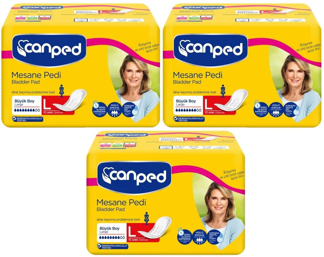 Canped Mesane Pedi Klasik L - Large - Büyük Boy 30 Adet (3PK*10) Canped Mesane Pedi Klasik L - Large - Büyük Boy 30 Adet (3PK*10)