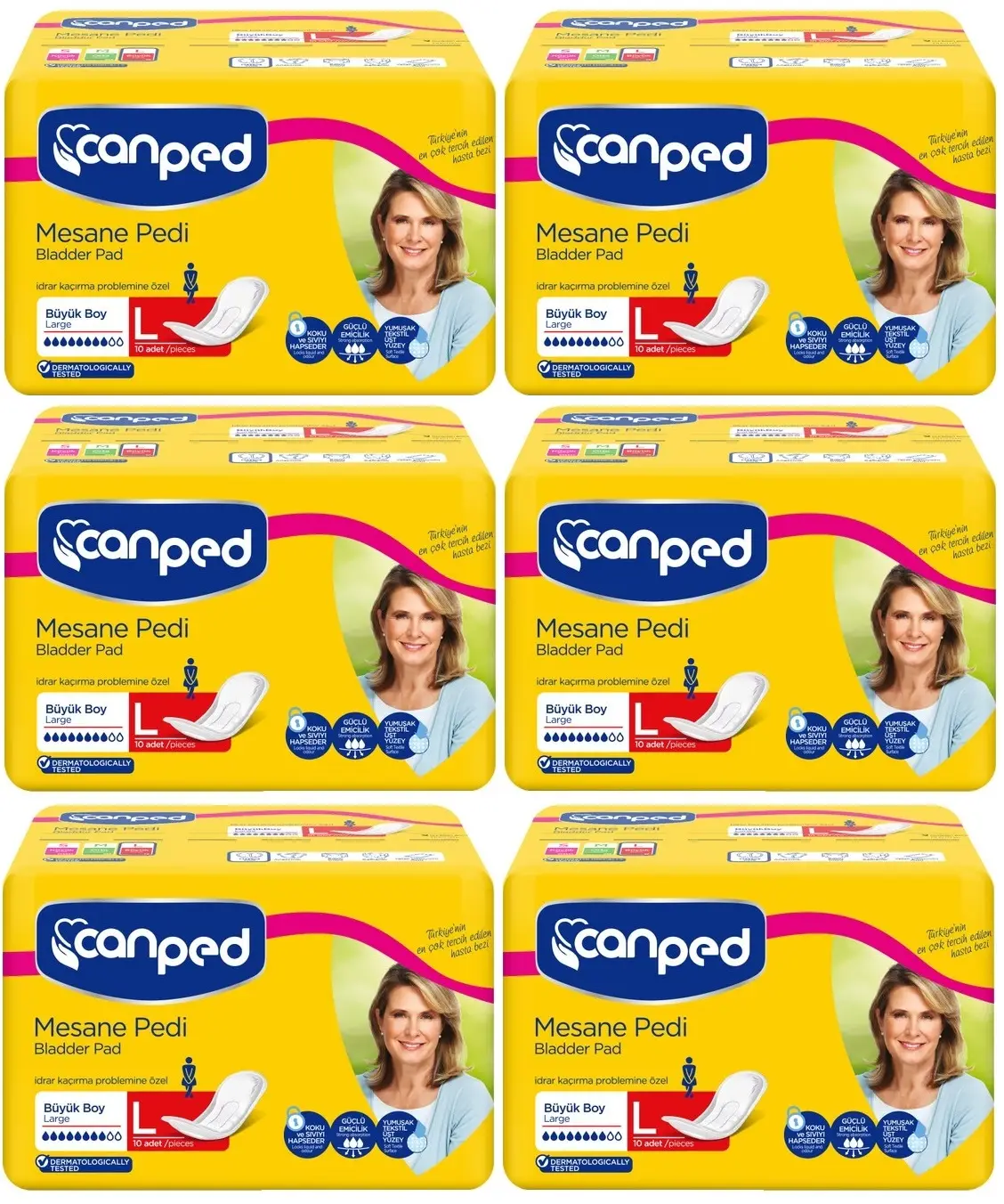 Canped Mesane Pedi Klasik L - Large - Büyük Boy 60 Adet (6PK*10) Canped Mesane Pedi Klasik L - Large - Büyük Boy 60 Adet (6PK*10)