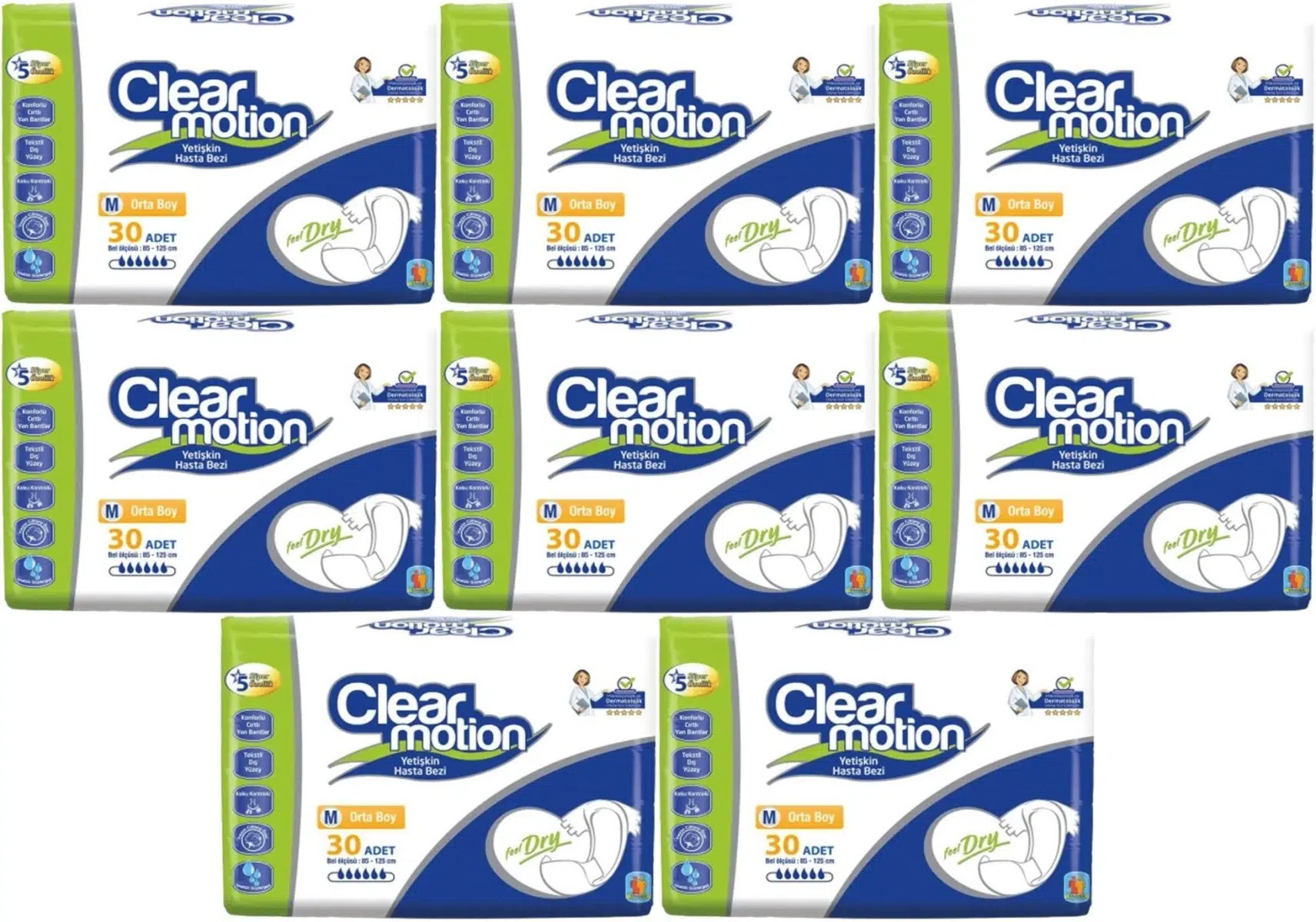 Clearmotion Yetişkin Bezi Bel Bantlı M - Orta - Medium 240 Adet (8PK*30)