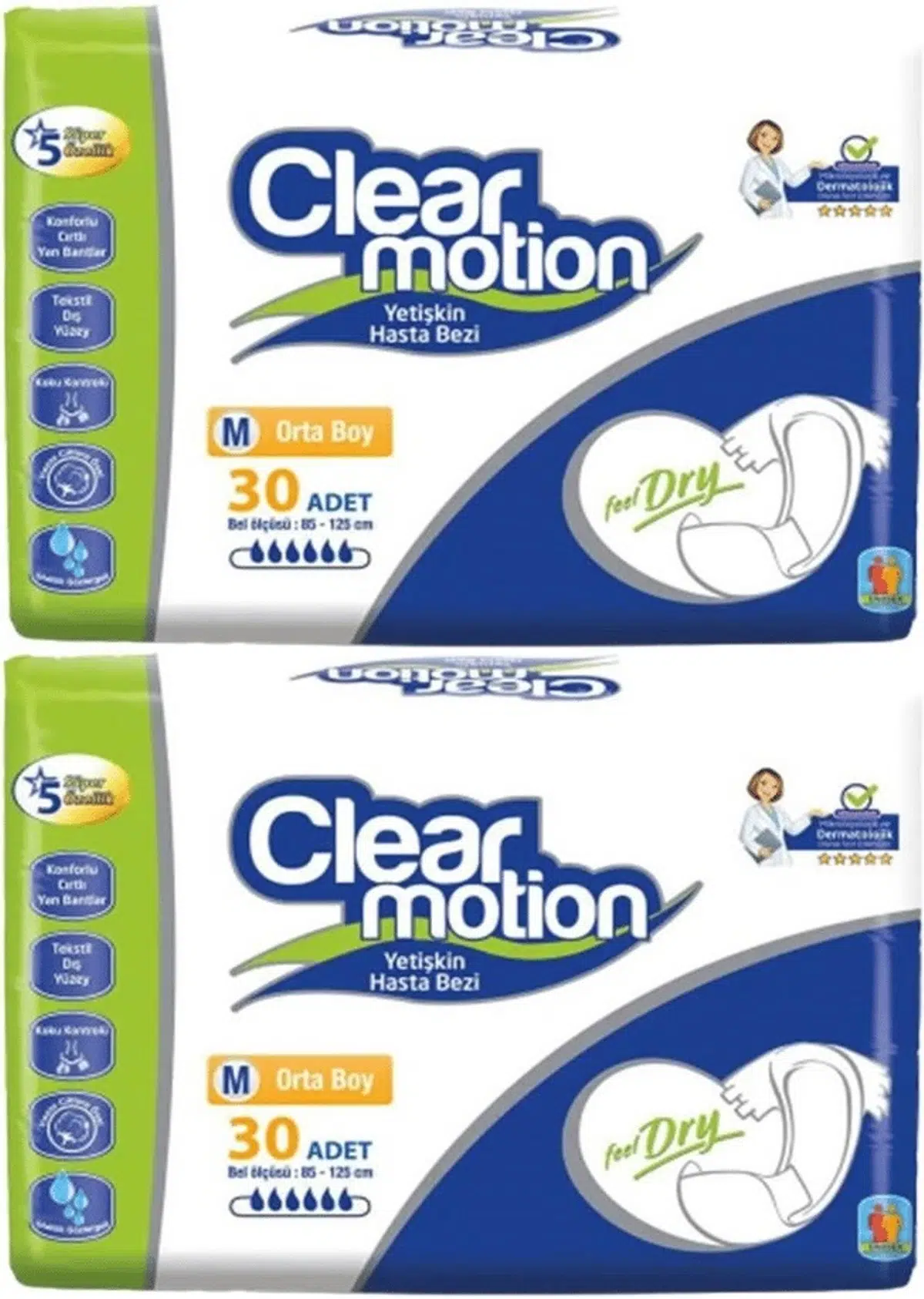 Clearmotion Yetişkin Bezi Bel Bantlı M - Orta - Medium 60 Adet (2PK*30)