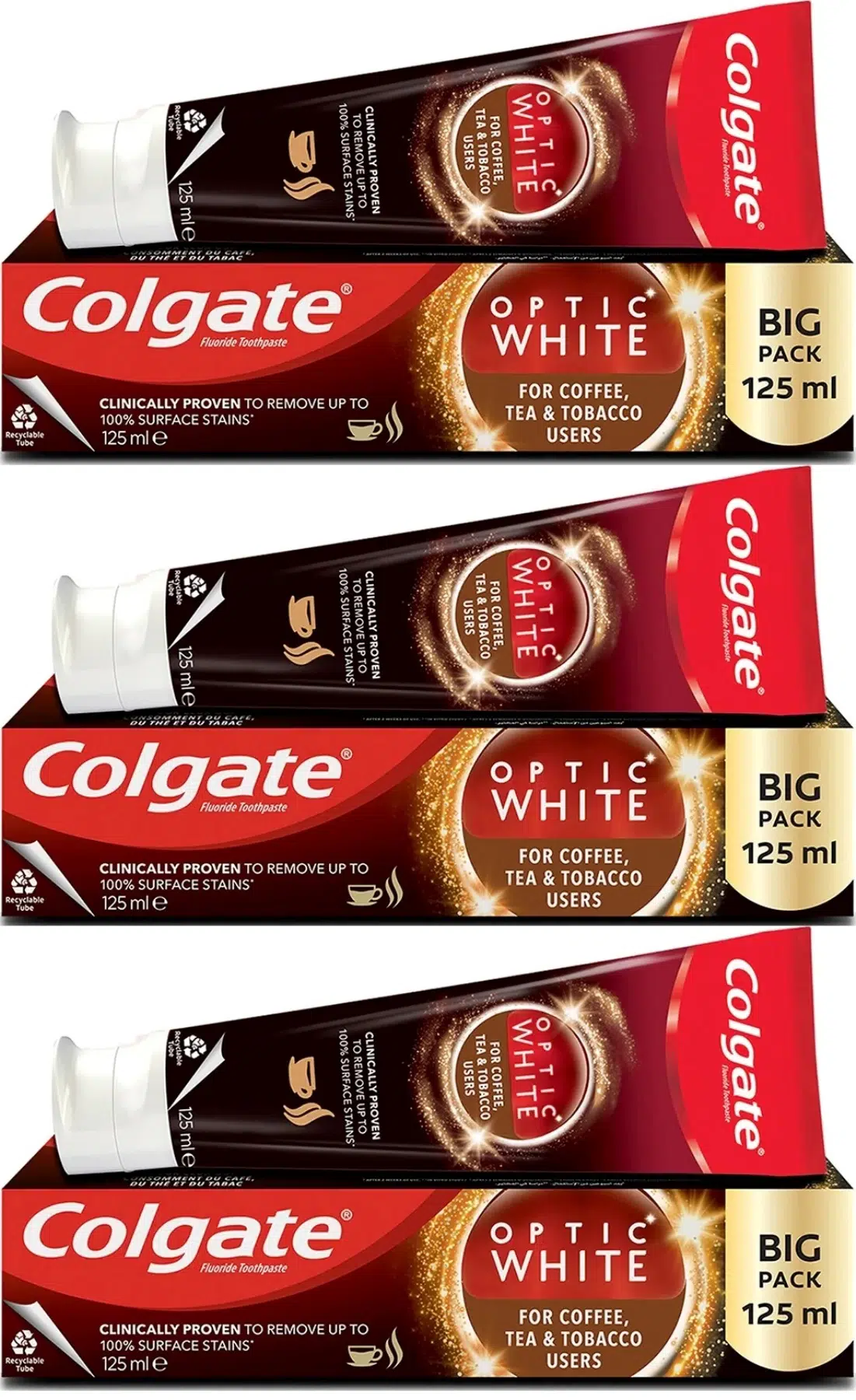 Colgate Diş Macunu Optic White 125ML Çay-Kahve-Sigara (3 Lü Set)