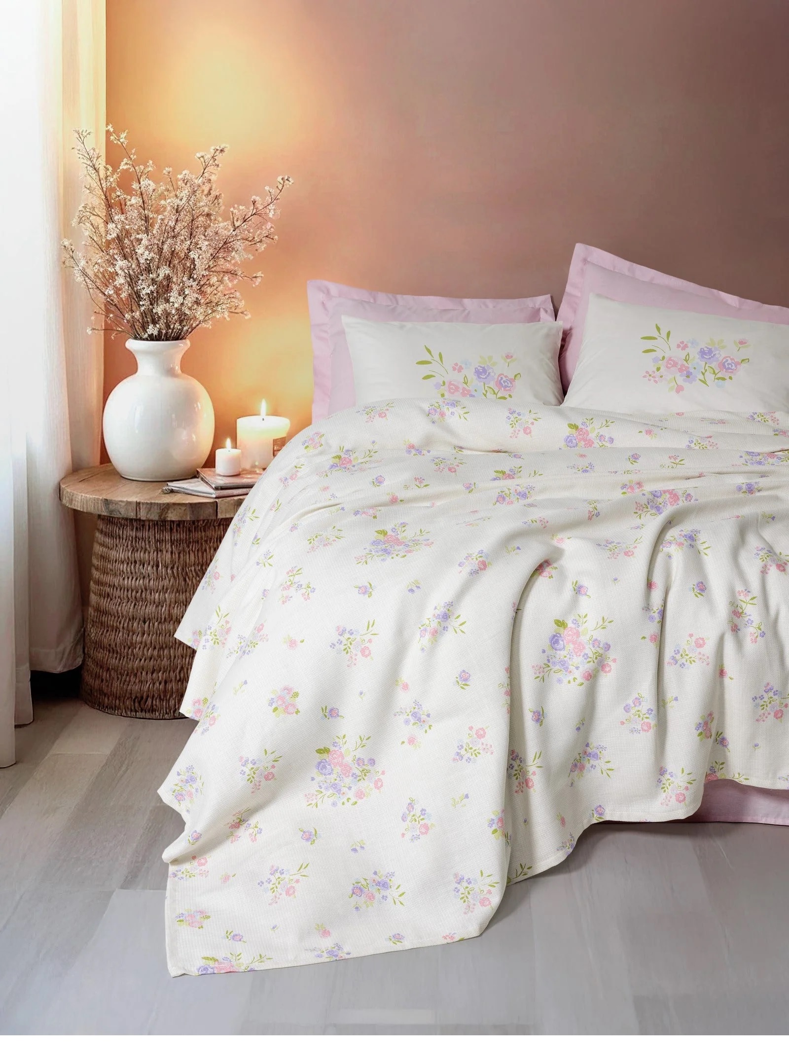 Cotton Box Estiva Tek Kişilik Pike Takımı Petal Pembe Cotton Box Estiva Tek Kişilik Pike Takımı Petal Pembe