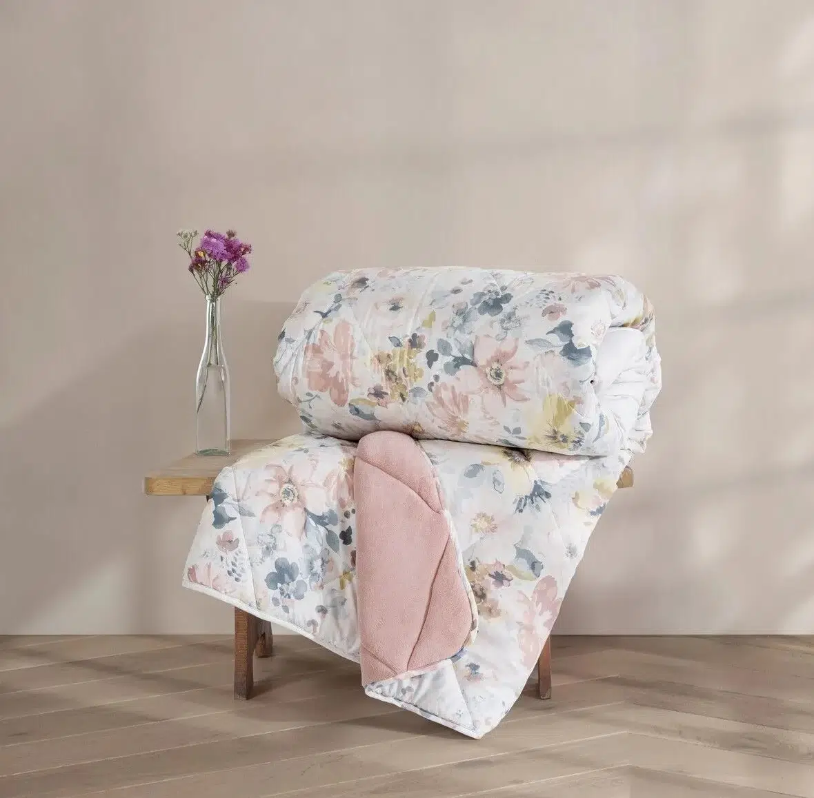 Cotton Box Velvet -Dalya Pudra- Çift Kişilik Yorgan Çift Taraflı (195x215)