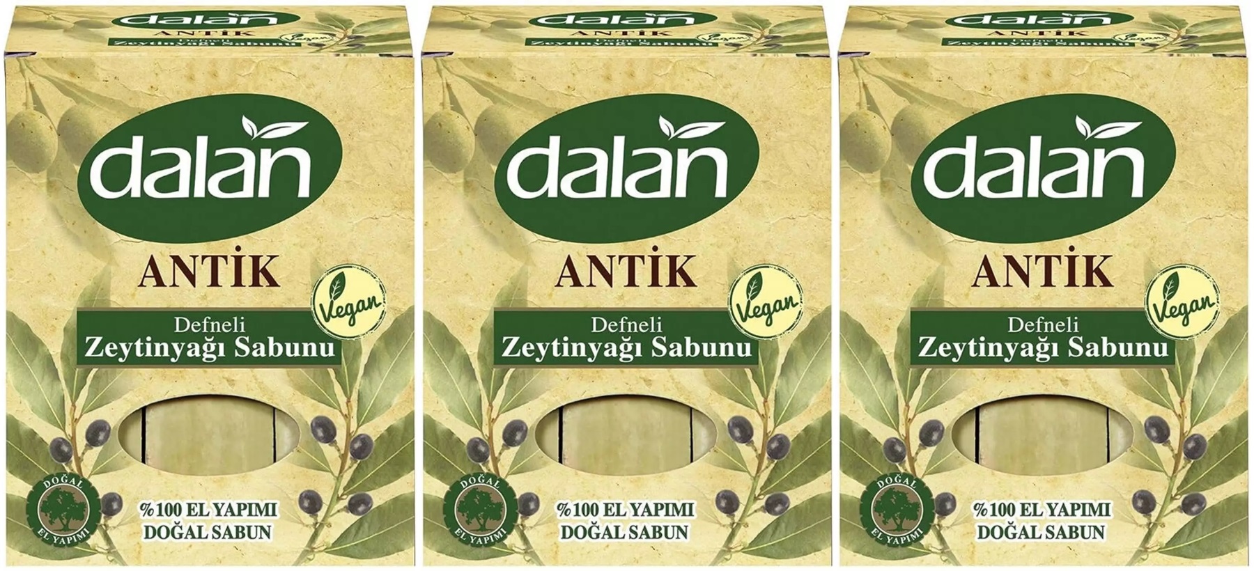 Dalan Antik Defneli Zeytinyağı Sabunu 900GR (3 Lü Set) Dalan Antik Defneli Zeytinyağı Sabunu 900GR (3 Lü Set)