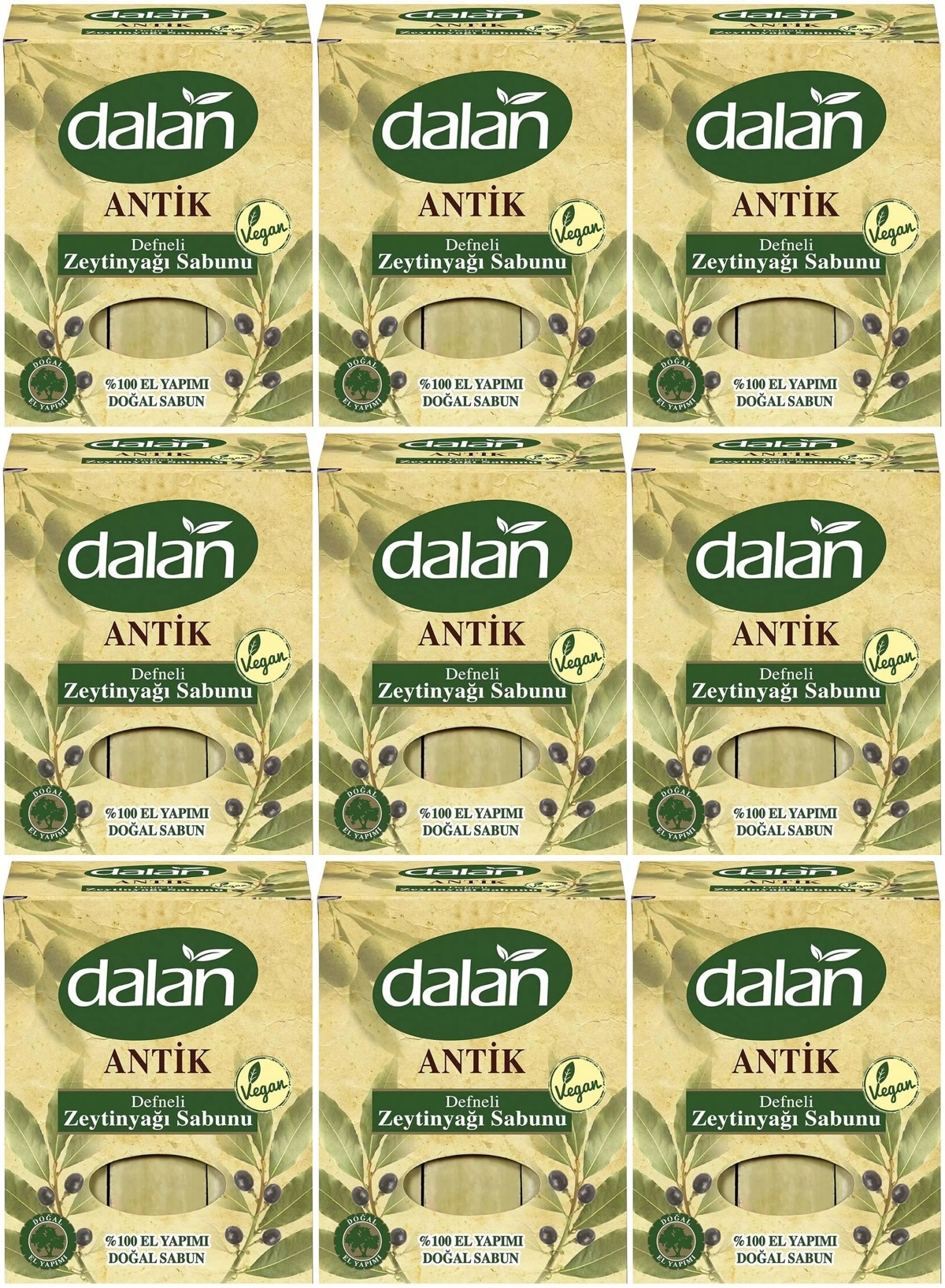 Dalan Antik Defneli Zeytinyağı Sabunu 900GR (9 Lu Set) Dalan Antik Defneli Zeytinyağı Sabunu 900GR (9 Lu Set)