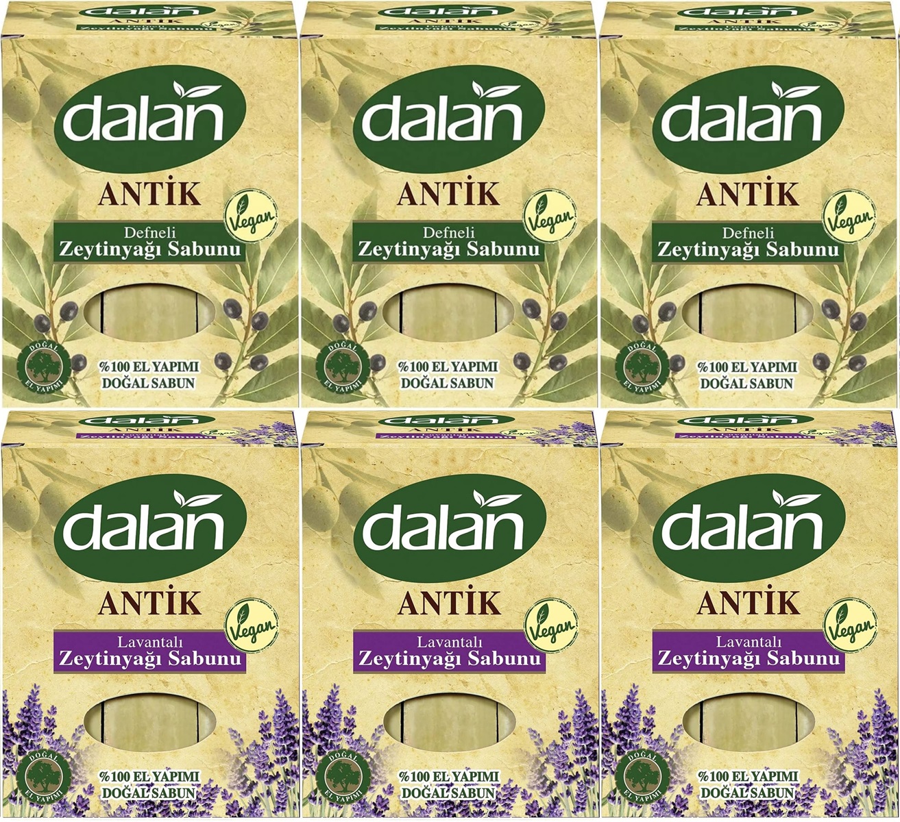 Dalan Antik Defneli Zeytinyağı Sabunu 900GR (Klasik & Lavantalı) (Karma 6 Lı Set) Dalan Antik Defneli Zeytinyağı Sabunu 900GR (Klasik & Lavantalı) (Karma 6 Lı Set)