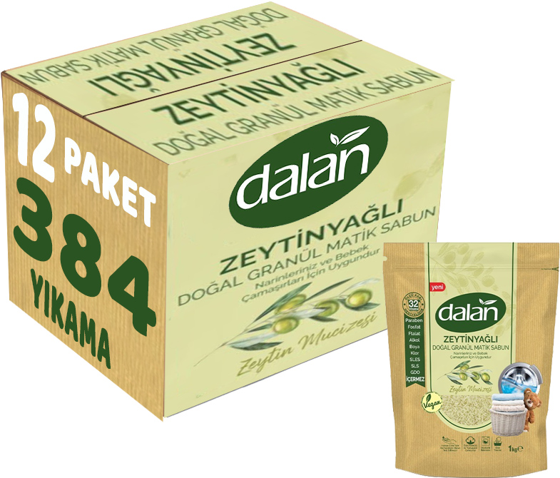 Dalan Doğal Granül Sabun Tozu 1Kg Bebekler İçin %100 Zeytinyağlı (12 Li Set) Dalan Doğal Granül Sabun Tozu 1Kg Bebekler İçin %100 Zeytinyağlı (12 Li Set)