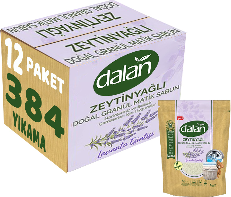 Dalan Doğal Granül Sabun Tozu 1Kg Doğal Bebekler İçin Lavanta Esintisi (12 Li Set) Dalan Doğal Granül Sabun Tozu 1Kg Doğal Bebekler İçin Lavanta Esintisi (12 Li Set)