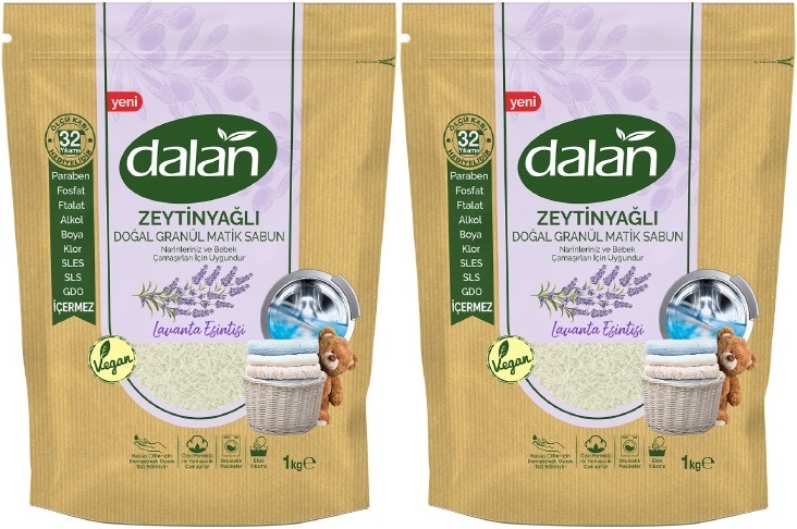 Dalan Doğal Granül Sabun Tozu 1Kg Doğal Bebekler İçin Lavanta Esintisi (2 Li Set) Dalan Doğal Granül Sabun Tozu 1Kg Doğal Bebekler İçin Lavanta Esintisi (2 Li Set)