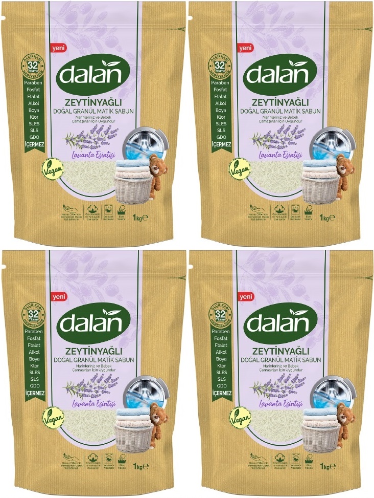 Dalan Doğal Granül Sabun Tozu 1Kg Doğal Bebekler İçin Lavanta Esintisi (4 Lü Set) Dalan Doğal Granül Sabun Tozu 1Kg Doğal Bebekler İçin Lavanta Esintisi (4 Lü Set)